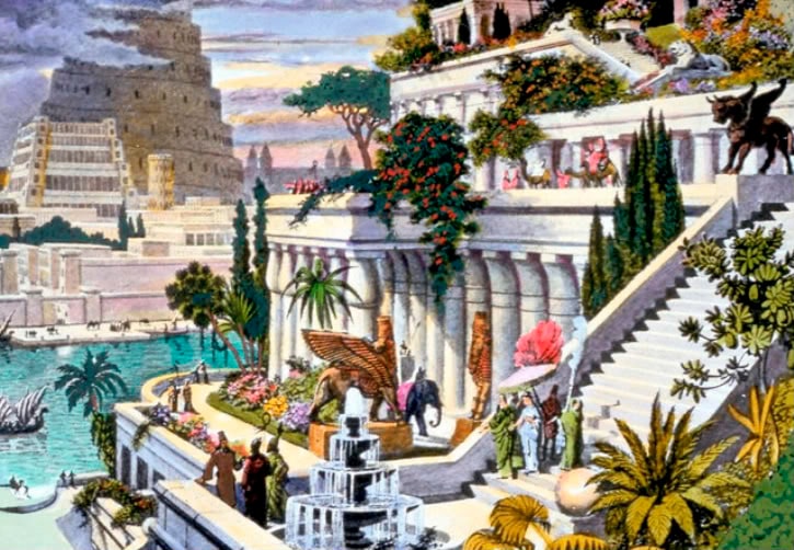 Pintura idealizada del siglo XIX de los Jardines Colgantes de Babilonia