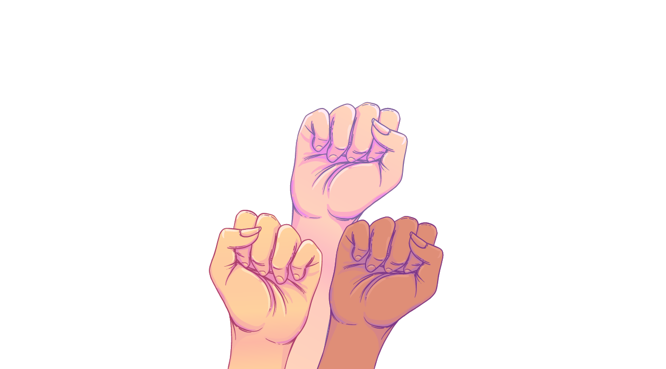 Ilustración manos de mujeres protestando