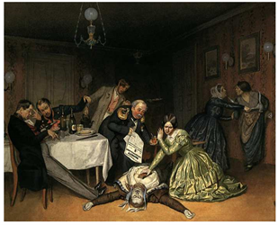 Pintura que representa la infección por cólera. 