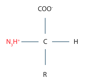 Estructura de la forma neutra o zwitterión de los aminoácidos.