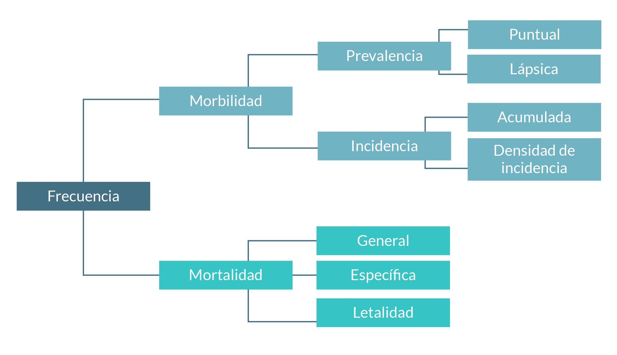 Esquema con medidas de frecuencia.