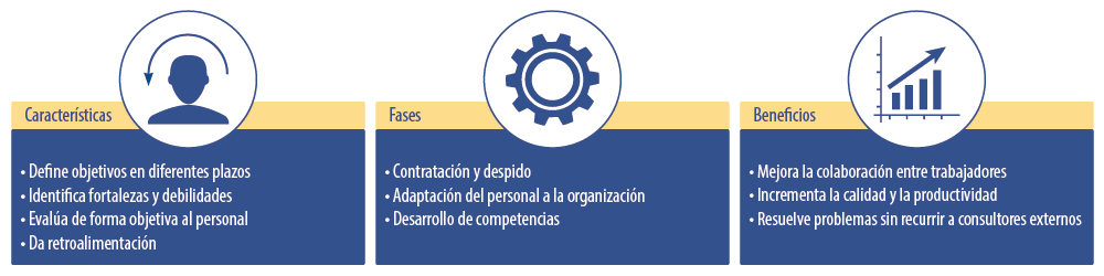 Infografía de características de la administración de recursos humanos basada en competencias